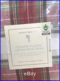 New Pottery Barn Kids 3pc F/q Organic Flannel Tartan Plaid Duvet Cover & 2 Shams