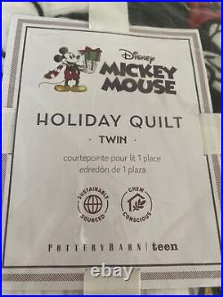 New Pottery Barn Kids Disney Mickey Mouse Holiday Twin Quilt