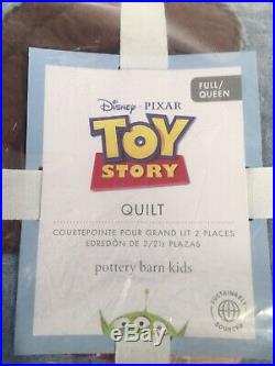 New Pottery Barn Kids Disney Pixar Toy Story Quilt Full/Queen 86 X 86 NEW
