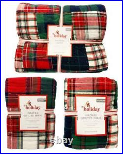 New Pottery Barn Kids Holiday Madras Bedding Set with Twin Quilt and 2 Shams