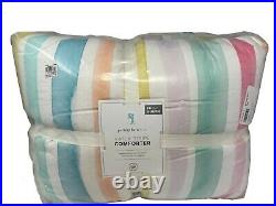 New Pottery Barn Kids Kayla Rainbow Stripe Full/Queen Comforter