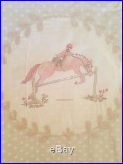 New Pottery Barn Kids Laura Equestrain Horses Pink Gray Full Queen Duvet Cover