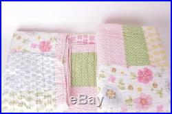New Pottery Barn Kids Lily Twin Quilt pink yellow green patchwork patch