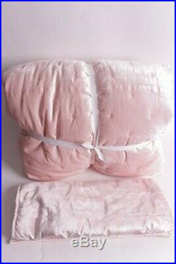New Pottery Barn Kids Luxe Velvet FQ quilt & 1 sham full queen f/q pink