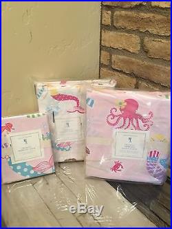 New Pottery Barn Kids Organic Mermaid Twin Bedding Set 5 Piece Set Nwt