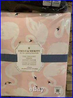 New Pottery Barn Kids Organic Swan Duvet Ballerina Sheet Set Queen Size Pillow