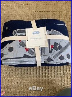 New Pottery Barn Kids STAR WARS MILLENNIUM FALCON Full Queen Quilt And TWO Shams
