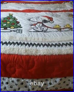 New Pottery Barn kids teen Peanuts Snoopy Holiday FULL QUEEN quilt Christmas
