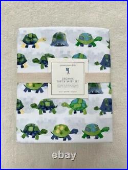 New Pottery barn Kids Turtle Organic Queen Sheet Set green blue white