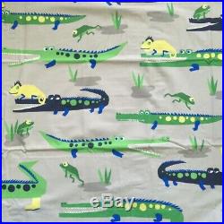 New Pottery barn kids alligator Twin sheet set & Duvet cover green navy 4pc