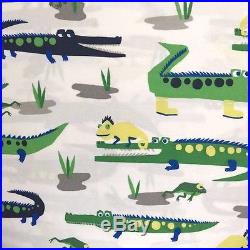 New Pottery barn kids alligator full sheet set green navy