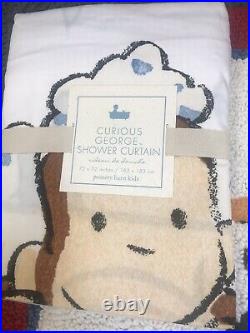 Nwt Pottery Barn Kids Curious Geoerge Shower Curtain Bath Mat And 6 Towels