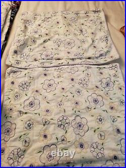 PAIR Pottery Barn Teens Twin Embroidered Duvet Covers/Shams Lavender Purple Wht