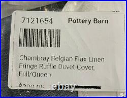 PB Belgian Flax Linen Fringe Ruffle Duvet Cover, Full/Queen, FREE SHIPPING