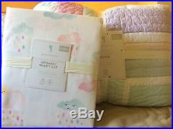 POTTERY BARN KIDS Annabelle F/Q Quilt & QUEEN Rainbow Showers Sheets Set NEW