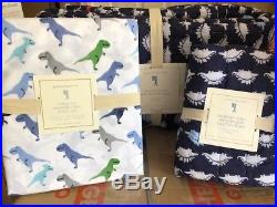 POTTERY BARN KIDS Dempsey DINO Wholecloth TWIN Quilt & Sham w Sheets 5pc Set-NEW