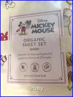 POTTERY BARN KIDS Disney Mickey Mouse Organic Holiday Sheet SetQUEEN