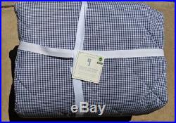 POTTERY BARN KIDS GINGHAM PERCALE COZY ORGANIC TWIN COMFORTER in NAVY