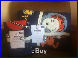 POTTERY BARN KIDS Glow in the Dark SNOOPY Space TWIN Quilt & EURO Sham NEW