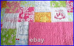 POTTERY BARN KIDS Island Surf Pink twin quilt. Reversible to solid. 1 of 2