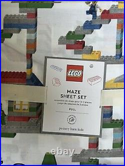 POTTERY BARN KIDS LEGO Block Maze FULL Sheets 4 pc Set NEW