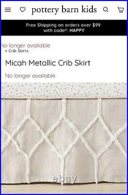 POTTERY BARN KIDS Micah Metallic Crib Skirt Linen RETIRED NEW