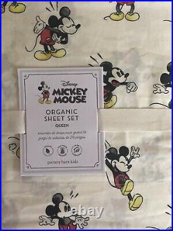 POTTERY BARN KIDS Organic Disney Mickey Mouse QUEEN 4 Piece Sheets Set NEW
