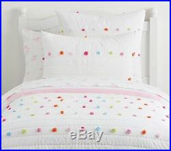 POTTERY BARN KIDS POM-POM TWIN Quilt w Sham & Funny Faces TWIN Sheets Set NEW