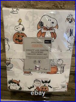 POTTERY BARN KIDS Peanuts Snoopy Halloween Sheet Set Full New Bedding