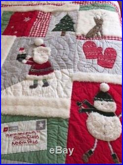 POTTERY BARN KIDS Santa Holiday Full/Queen Quilt 2015 Used for display