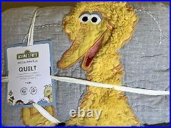 POTTERY BARN KIDS Sesame Street Gray TWIN Quilt NEW Big Bird Elmo Bert Ernie