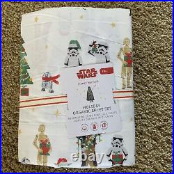 POTTERY BARN KIDS Star Wars Holiday Organic FULL 4 Piece Sheet Set NEW