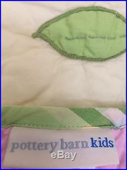 POTTERY BARN KIDS Twin EMILY Floral Yellow Pink Green Quilted Blanket Two Shams
