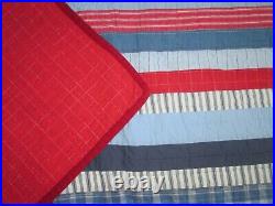 POTTERY BARN KIDS stripe patchwork full-queen comforter & 2 EURO shams