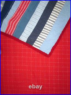 POTTERY BARN KIDS stripe patchwork full-queen comforter & 2 EURO shams