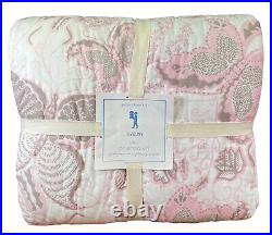 POTTERY BARN kids Quilt Evelyn Courtepointe Butterflies Full/ Queen Pink Brown