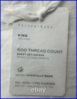 Pottery Barn 500-Thread-Count Sateen Sheet Set, King, White, Free Shipping