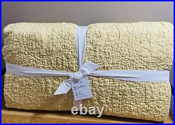 Pottery Barn Belgian Flax Linen Floral Stitch Quilt King/Cal King