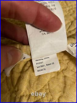 Pottery Barn Belgian Flax Linen Floral Stitch Quilt King/Cal King, Yellow