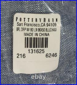 Pottery Barn Belgian Flax Linen Rod Pocket Blackout Curtain 50x96, Blue Chambray