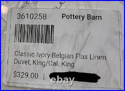 Pottery Barn Classic Ivory Belgian Flax Linen, Duvet, King + 2 Euro Shams