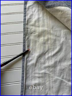 Pottery Barn Curtain 2 Panels Stripe Navy Blue White Chambray Linen Cotton 50x84