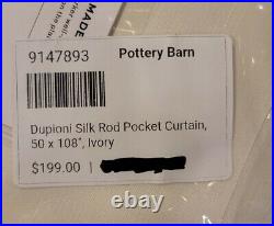 Pottery Barn Dupioni Silk Rod Pocket Curtain, 50w x 108l, Ivory, Free Shipping