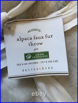 Pottery Barn Faux Fur Alpaca Throw 50X60 Ivory Christmas Decor New