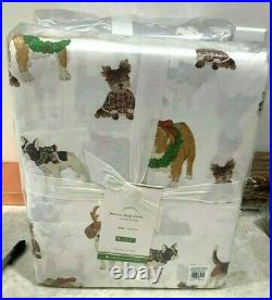 Pottery Barn Festive Dog organic KING sheet set Christmas holiday Kids
