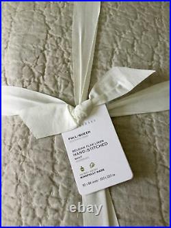 Pottery Barn Flax Belgian Flax Linen Handcrafted Quilt Full/Queen NEW Natural