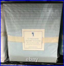 Pottery Barn Gingham Chambray Duvet Cover Blue Queen Check No Sham Kids