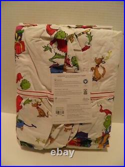 Pottery Barn Grinch and Max Full Size Sheet Set Christmas NWT READ