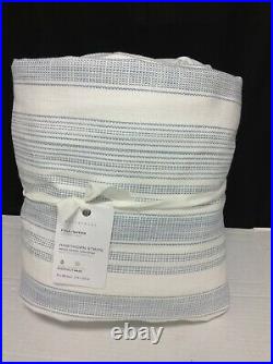 Pottery Barn Hawthorn Striped Cotton Bed Duvet Cover blanket Full Queen BLUE FQ
