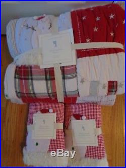 Pottery Barn KIDS JOLLY SANTA QUILT With 2 STANDARD SHAMS-FULL/QUEEN-NEW With TAGS